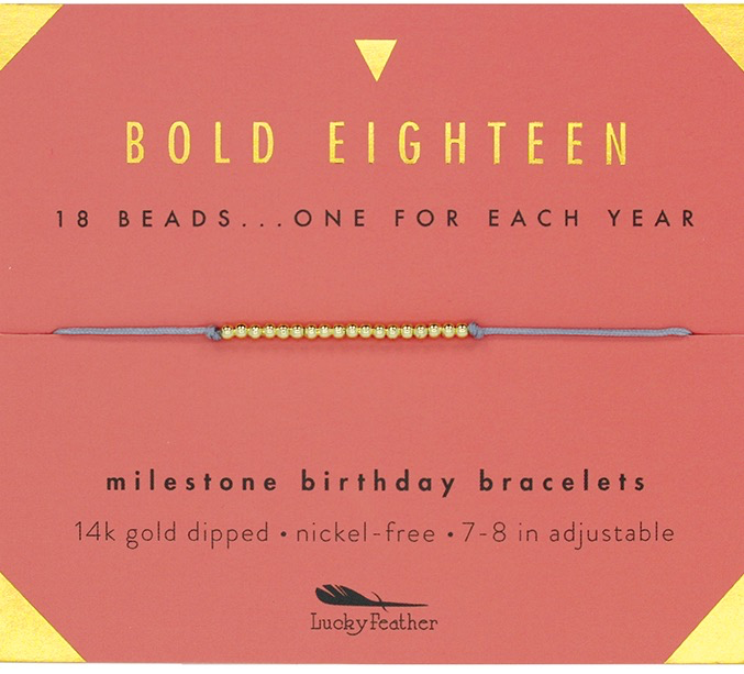 Milestone Birthday Bracelet Gold - Eighteen