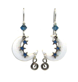 White Crescent Moon with Blue Stars