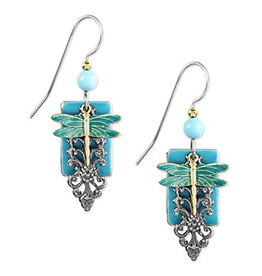Silver Forest Dragonfly/Turquoise Rectangle