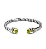 John Medeiros -Nouveau Small Wire Cuff Bracelet/Peridot