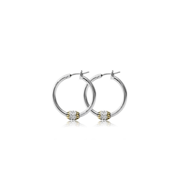 John Medeiros - Beaded Pave Hoop Earrings