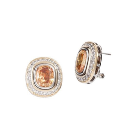 John Medeiros - Nouveau Pave Accented Oval Post with Clip Earrings
