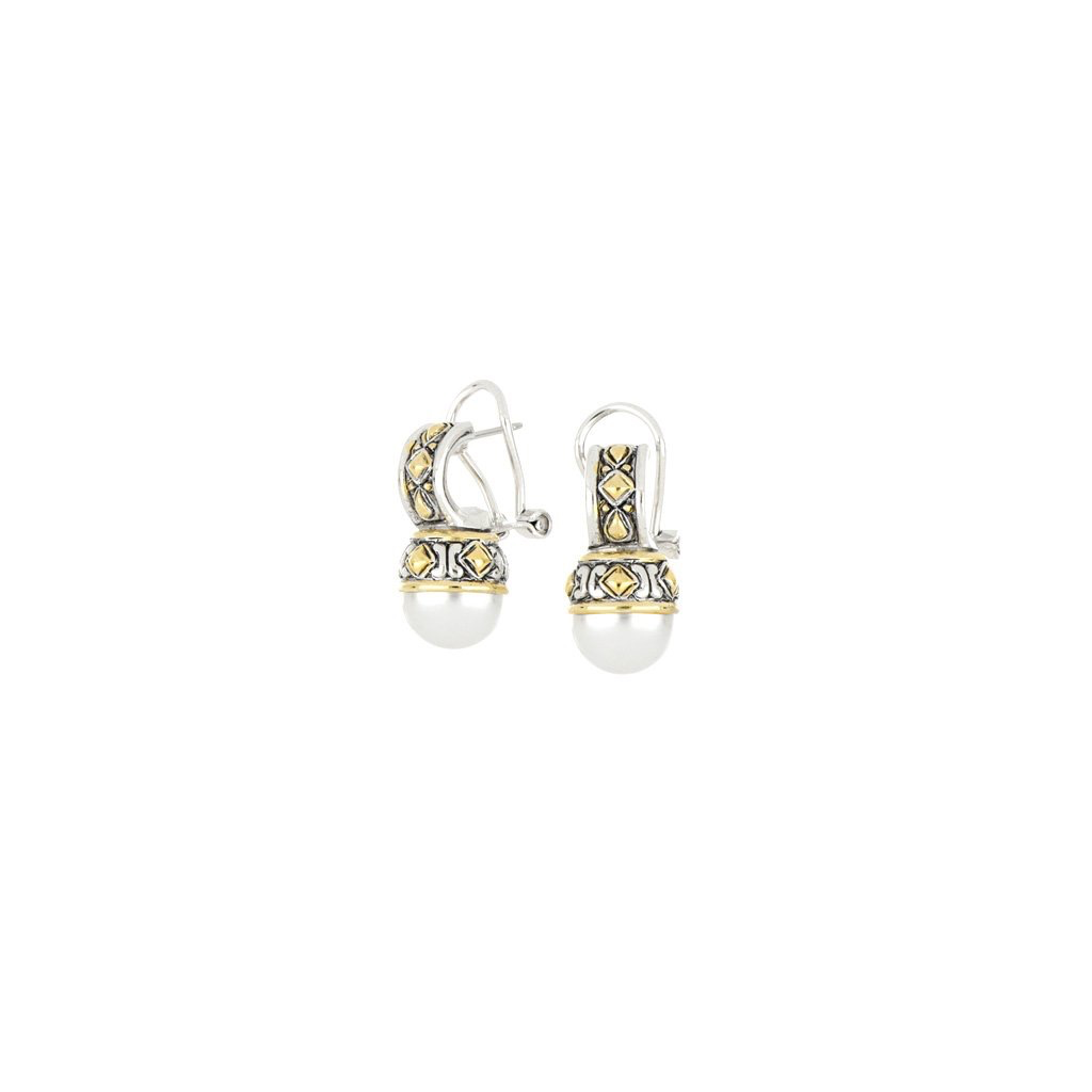 John Medeiros - Ocean Images Collection 8mm Shell Pearl Omega Clip Earring