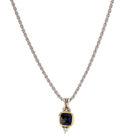 John Medeiros Nouveau Square Indigo Cushion CZ 18in. Chain Necklace