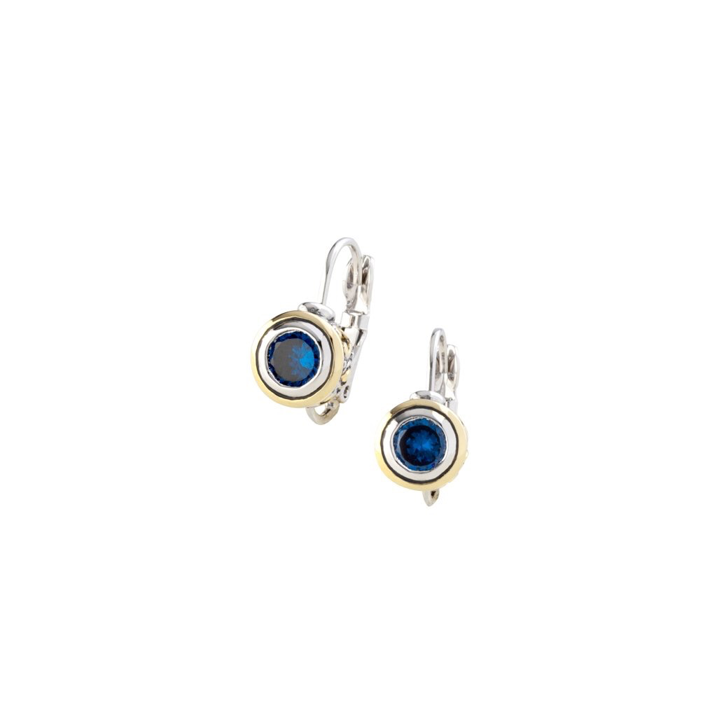 John Medeiros - Beijos CZ Bezel Set Earrings 6 MM/Sapphire