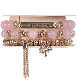 Soul Stacks - Live with Love Rose Quartz Bracelet Set