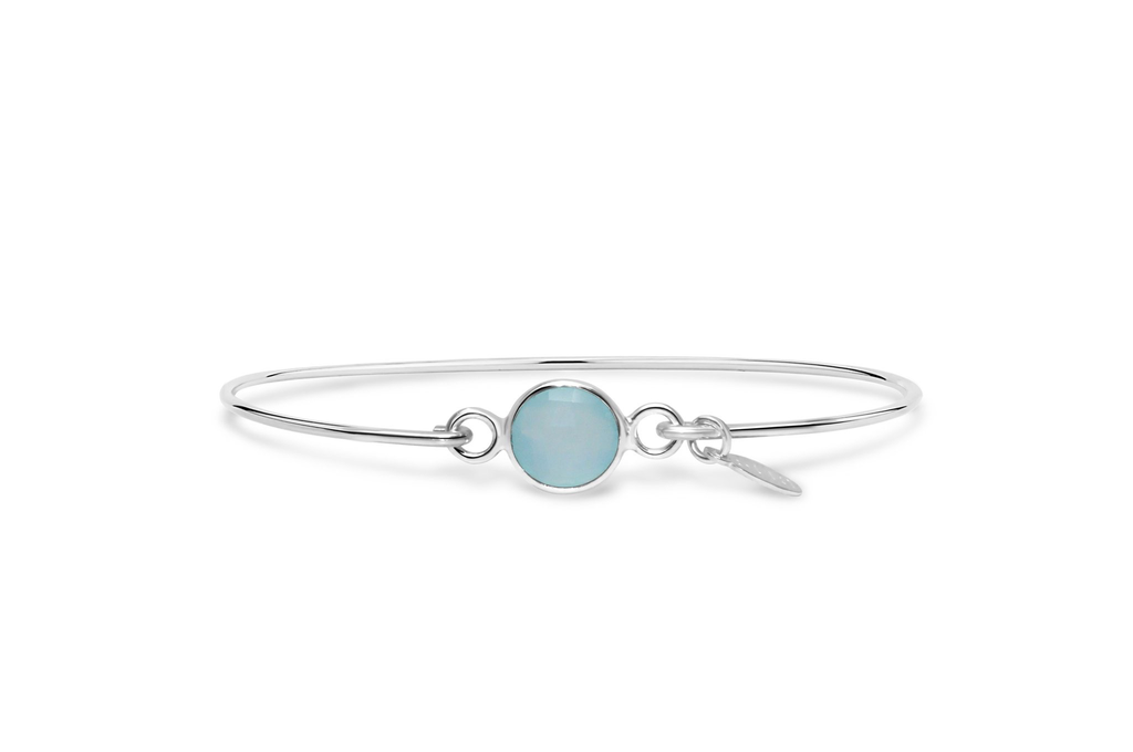 Stia 8mm Birthstone Bracelet - Aqua Chalcedony/March