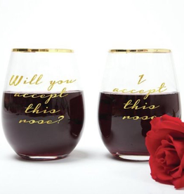 8 Oak Lane 2 pk Wine Glass - “Accept Rose”