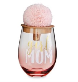 Mud Pie Girl Mom Wine Glass Set