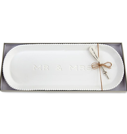 Mud Pie Mr. & Mrs. Beaded Hostess Tray Set