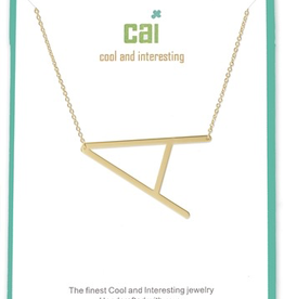 Cool and Interesting - Gold Plated Medium Sideways Initial Necklace - A