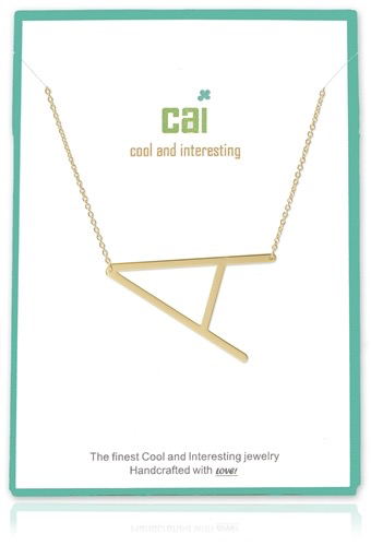 Cool and Interesting - Gold Plated Medium Sideways Initial Necklace - A