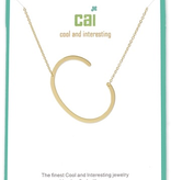 Cool and Interesting - Gold Plated Medium Sideways Initial Necklace - C