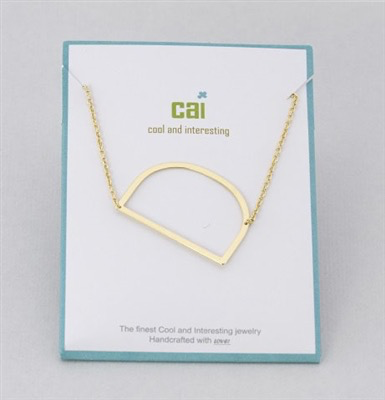 Cool and Interesting - Gold Plated Medium Sideways Initial Necklace - D