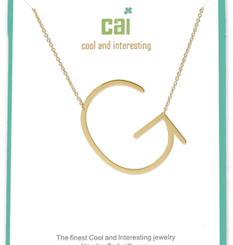 Cool and Interesting - Gold Plated Medium Sideways Initial Necklace - G