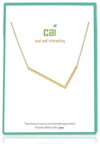 Cool and Interesting - Gold Plated Medium Sideways Initial Necklace - L