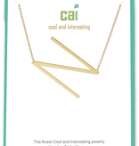 Cool and Interesting - Gold Plated Medium Sideways Initial Necklace - N