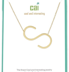 Cool and Interesting - Gold Plated Medium Sideways Initial Necklace - S