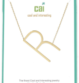 Cool and Interesting - Gold Plated Medium Sideways Initial Necklace - R