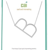 Cool and Interesting - Silver Plated Medium Sideways Initial Necklace - B