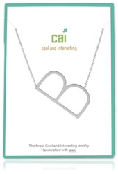 Cool and Interesting - Silver Plated Medium Sideways Initial Necklace - B