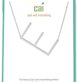 Cool and Interesting - Silver Plated Medium Sideways Initial Necklace - E