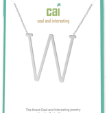 Cool and Interesting - Silver Plated Medium Sideways Initial Necklace - W