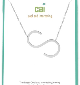 Cool and Interesting - Silver Plated Medium Sideways Initial Necklace - S