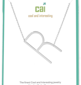 Cool and Interesting - Silver Plated Medium Sideways Initial Necklace - R