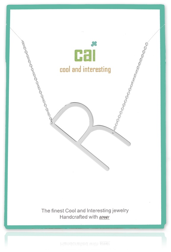 Cool and Interesting - Silver Plated Medium Sideways Initial Necklace - R