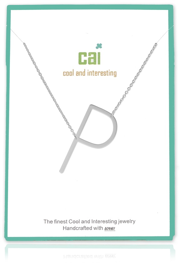 Cool and Interesting - Silver Plated Medium Sideways Initial Necklace - P