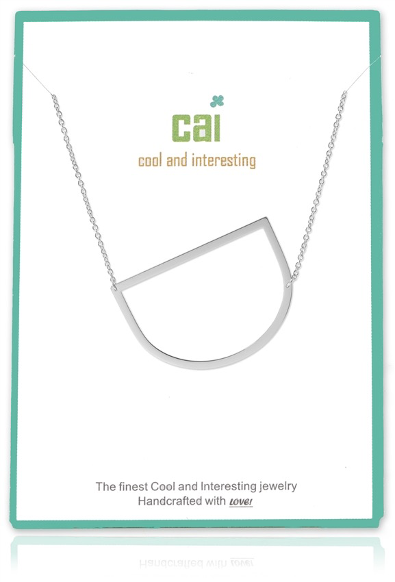 Cool and Interesting - Silver Plated Medium Sideways Initial Necklace - D