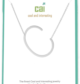 Cool and Interesting - Silver Plated Medium Sideways Initial Necklace - C