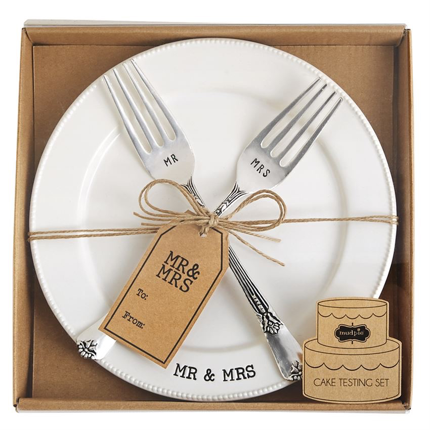 Mud Pie Mr. & Mrs. Plate Fork Set