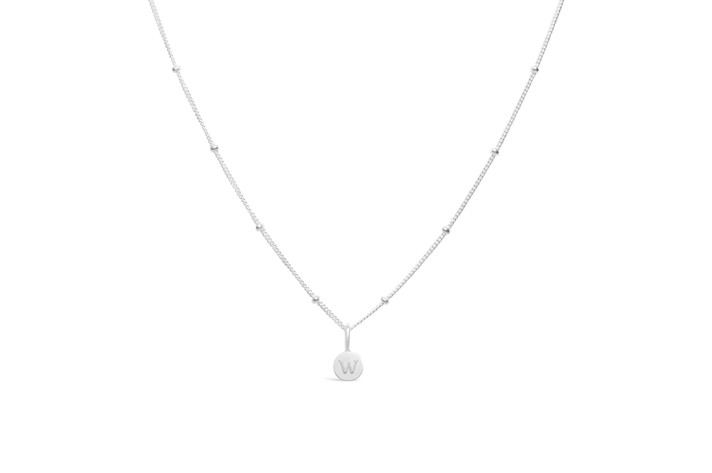 Stia Jewelry Love Letters - Mini Disk Letter Necklace/W
