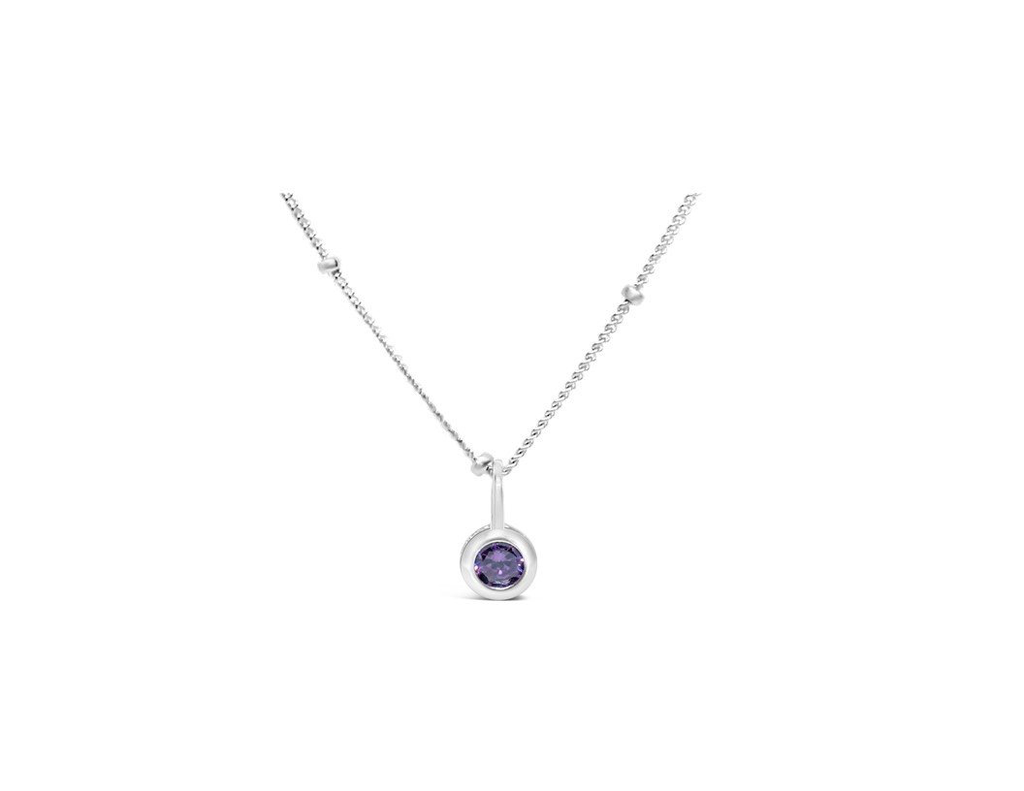 Stia Jewelry CZ Bezel Necklace - Amethyst/February
