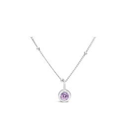 Stia Jewelry CZ Bezel Necklace - Pink Tourmaline/October