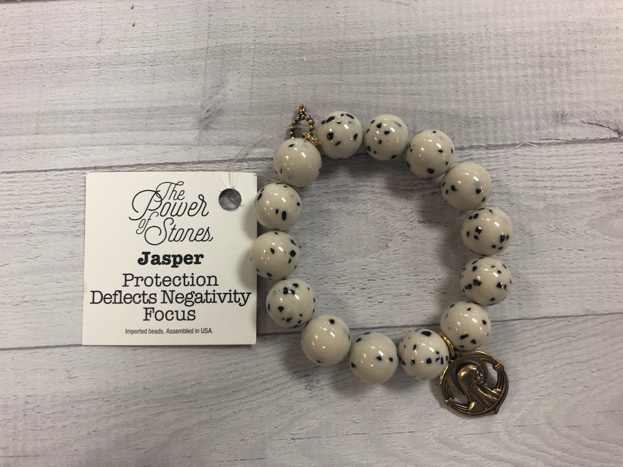 PowerBeads by Jen - Jasper with Blessed Mother Pendant