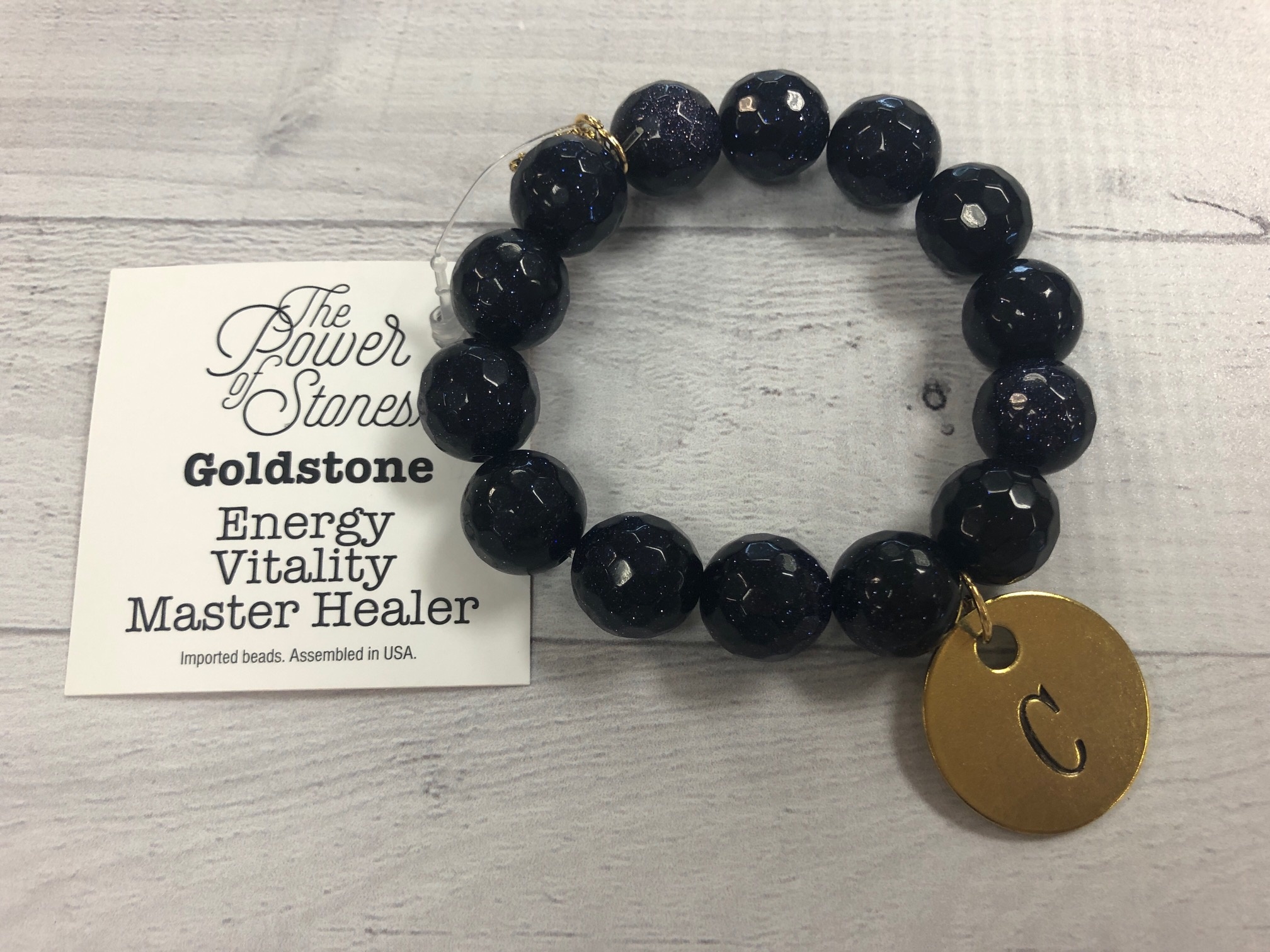 PowerBeads by Jen - Goldstone with Initial C Medal