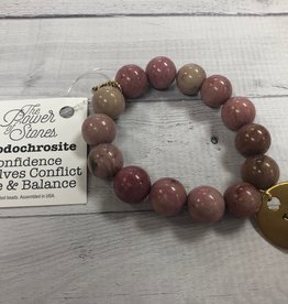 PowerBeads by Jen - Rhodochrosite with Initial H Medal