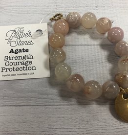 PowerBeads by Jen - Agate with Initial C Medal