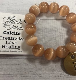 PowerBeads by Jen - Calcite with Initial E Medal