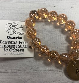 PowerBeads by Jen - Quartz with Initial A Medal