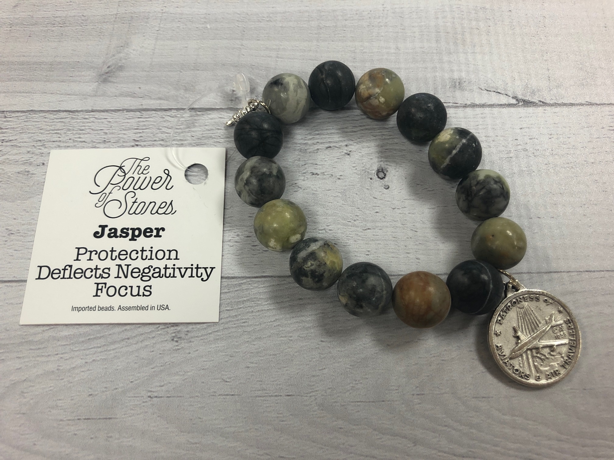 PowerBeads by Jen - Jasper with Our Lady of Loretto Medal