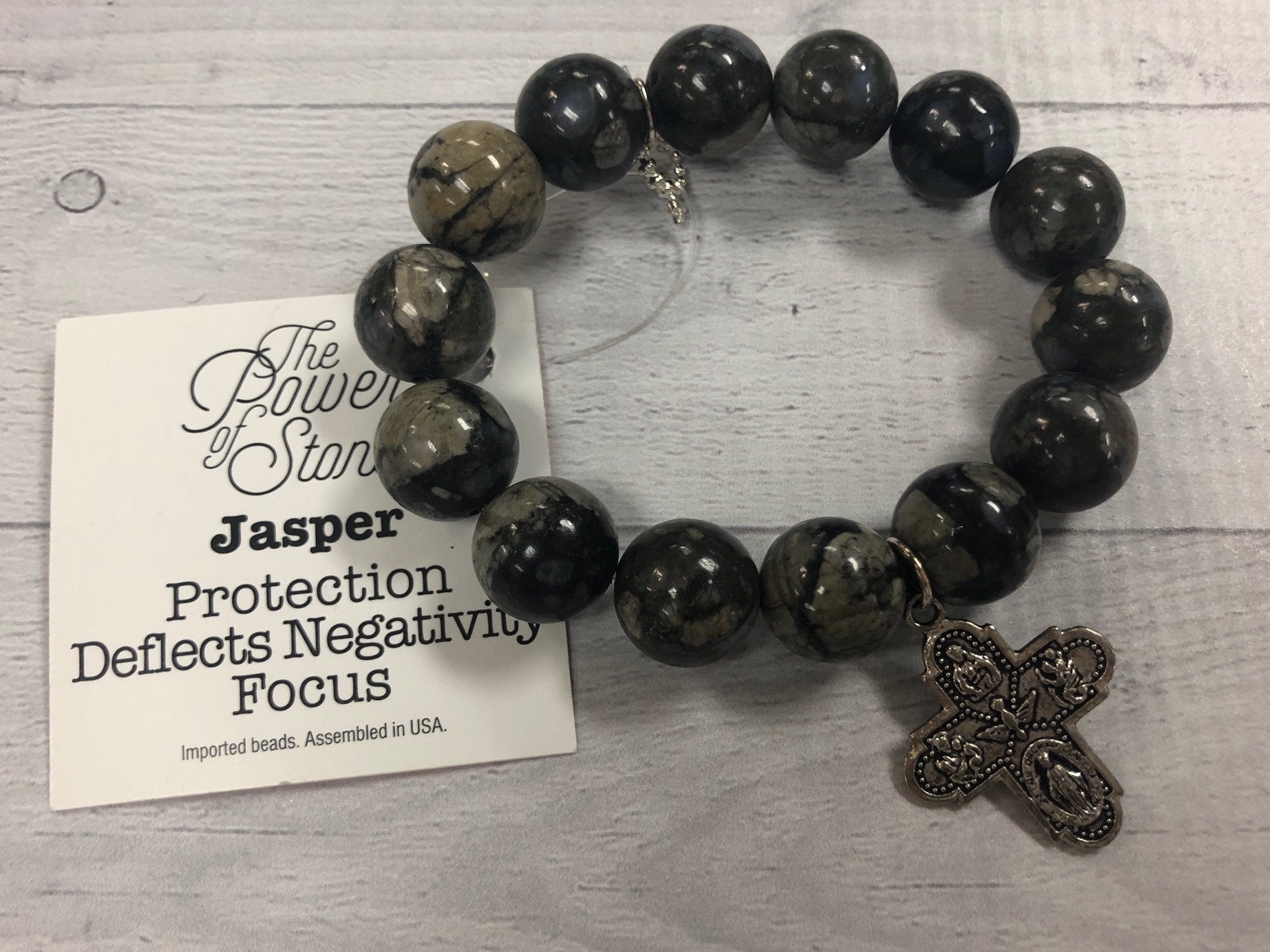 PowerBeads by Jen - Jasper with Cross Medal