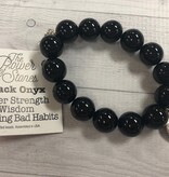 PowerBeads by Jen - Black Onyx with Faith Cross Medal