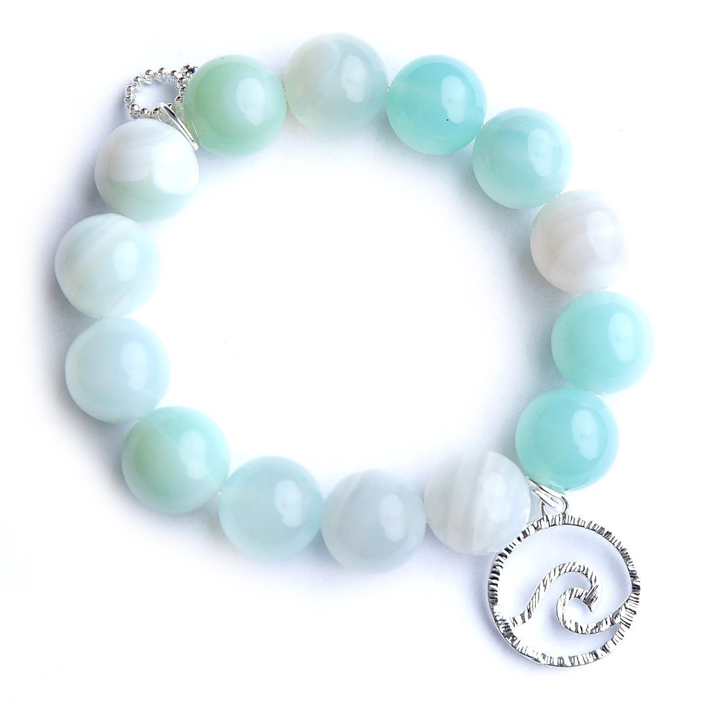 PowerBeads by Jen - Caribbean Agate with a Silver Wave