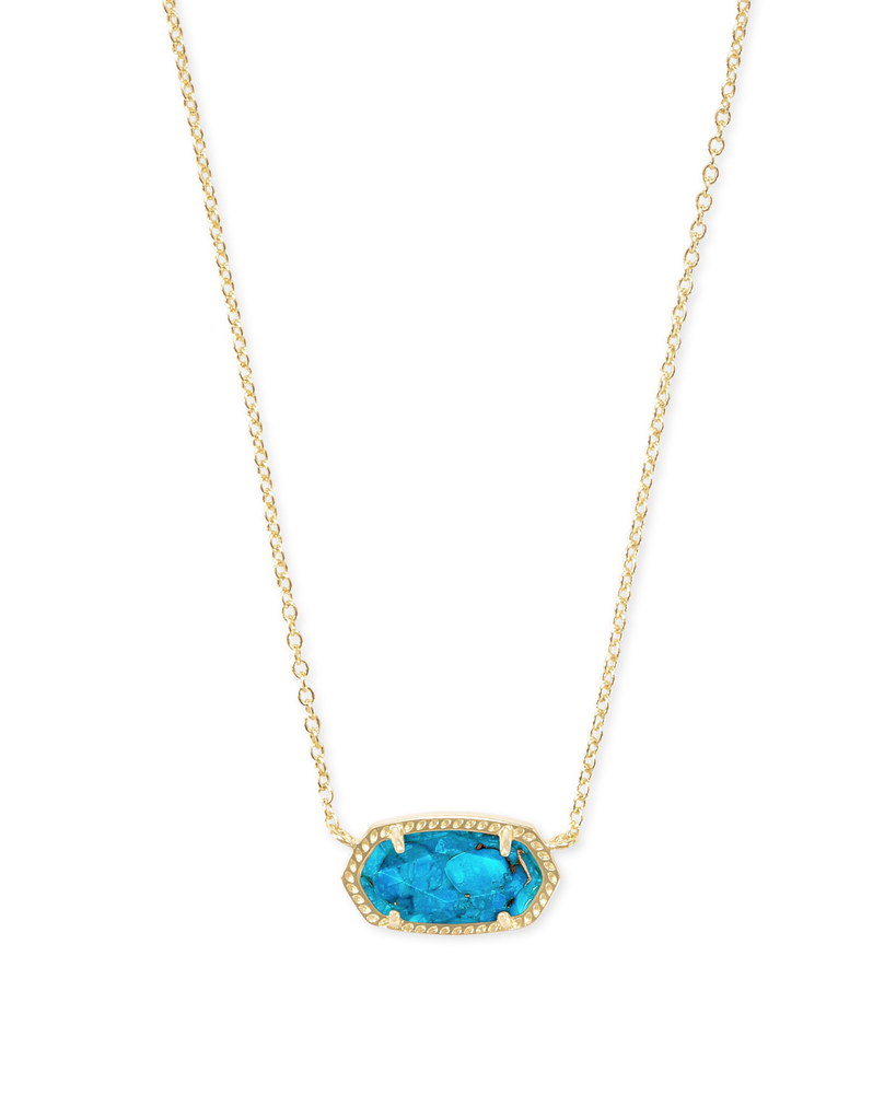 Elisa Gold Pendant Necklace In Bronze Veined Turquoise Magnesite