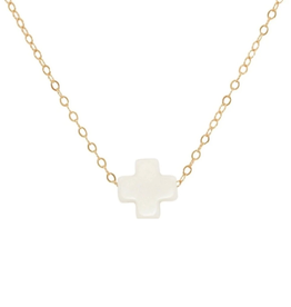 enewton - 16" Necklace Gold Signature Cross Off-White