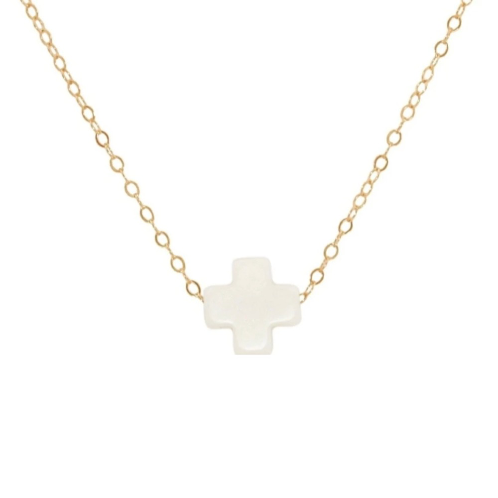 enewton - 16" Necklace Gold Signature Cross Off-White